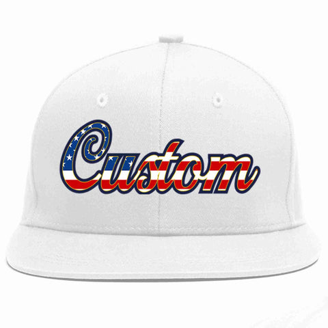 Custom White Vintage USA Flag-Gold Casual Sport Baseball Cap