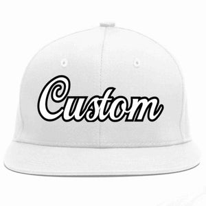 Custom White White-Black Casual Sport Baseball Cap