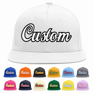 Custom White White-Black Casual Sport Baseball Cap