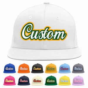 Custom White White-Kelly Green Casual Sport Baseball Cap