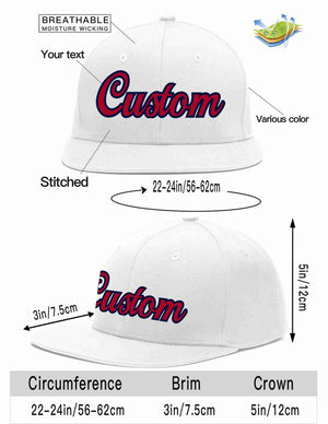 Custom White Red-Navy Casual Sport Baseball Cap