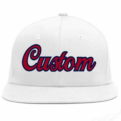Custom White Red-Navy Casual Sport Baseball Cap