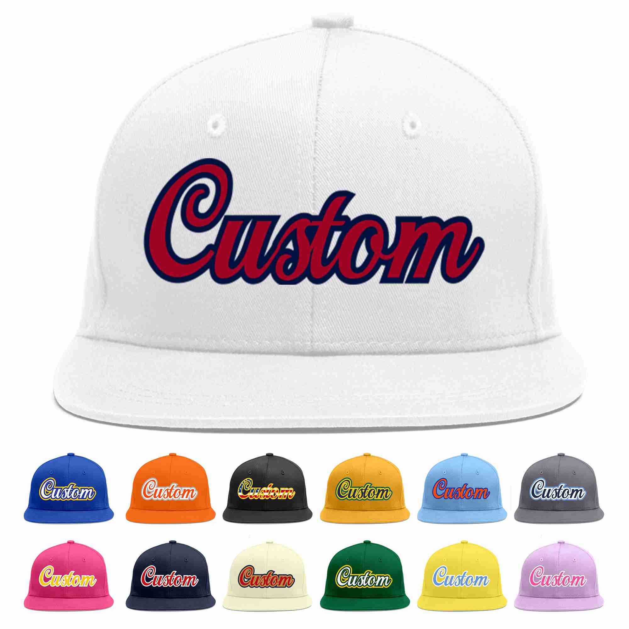 Custom White Red-Navy Casual Sport Baseball Cap