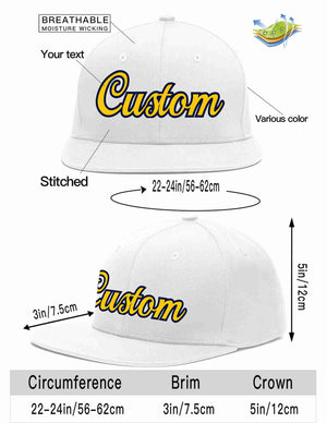 Custom White Gold-Navy Casual Sport Baseball Cap