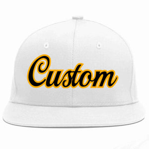 Custom White Black-Yellow Casual Sport Baseball Cap