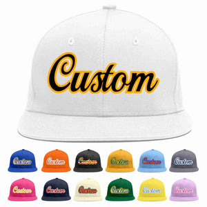 Custom White Black-Yellow Casual Sport Baseball Cap