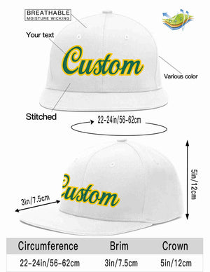 Custom White Kelly Green-Gold Casual Sport Baseball Cap