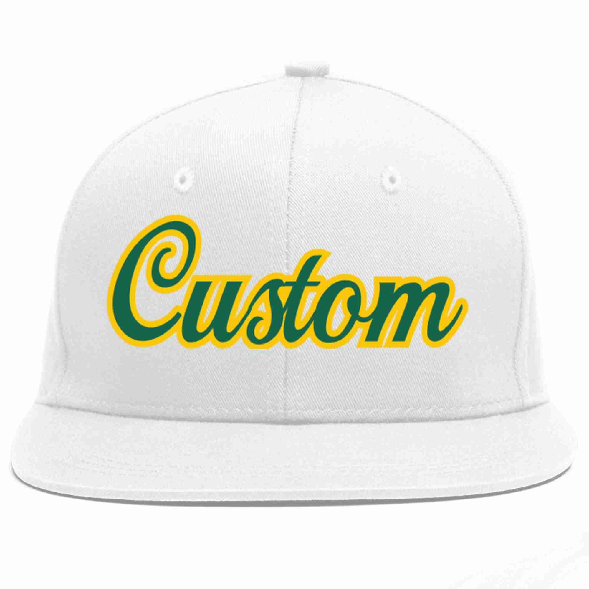 Casquette de baseball de sport décontractée blanche personnalisée Kelly vert-or