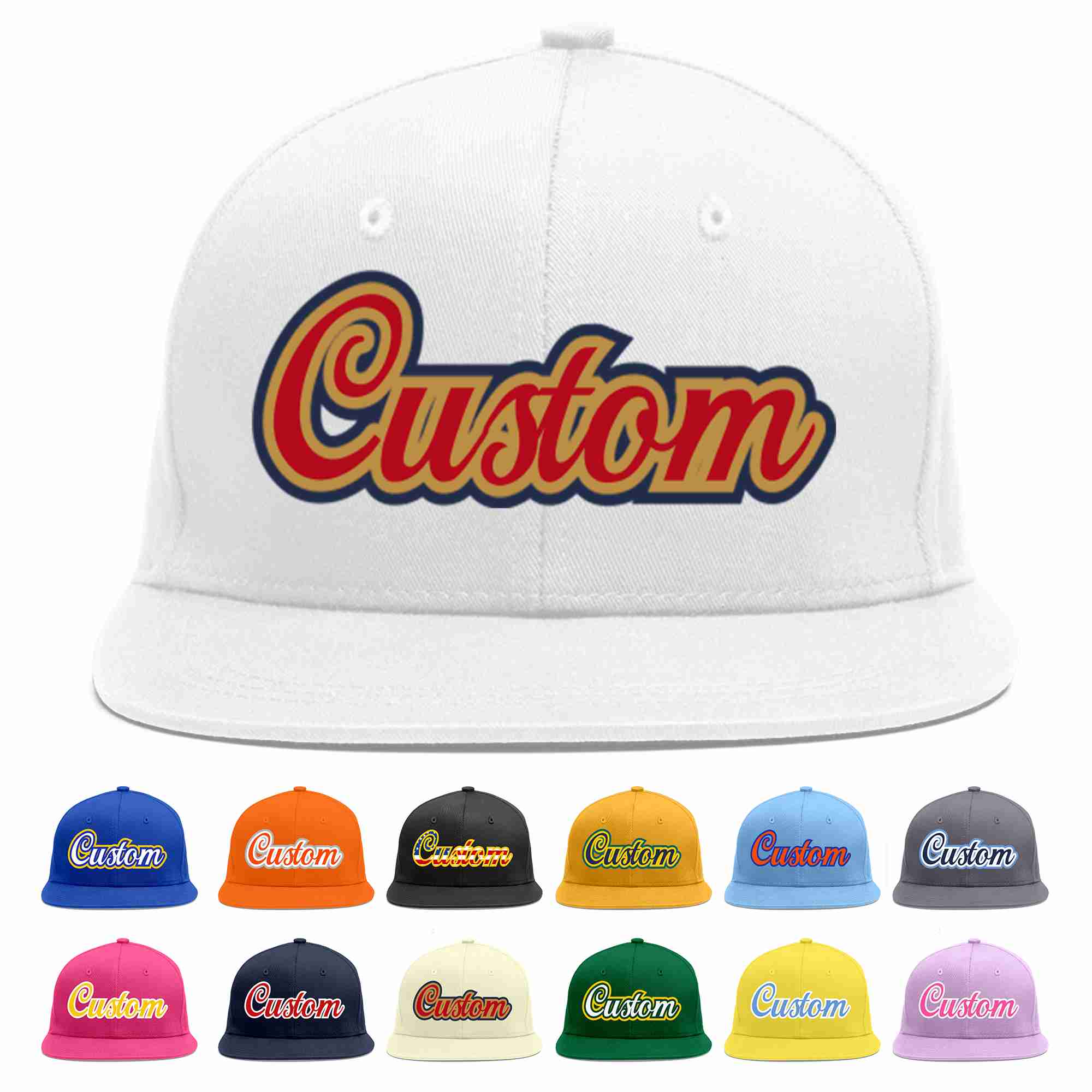 Custom White Red-Old Gold Casual Sport Baseball Cap