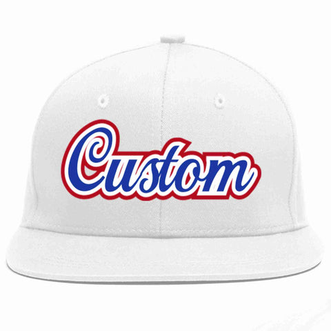 Custom White Royal-White Casual Sport Baseball Cap
