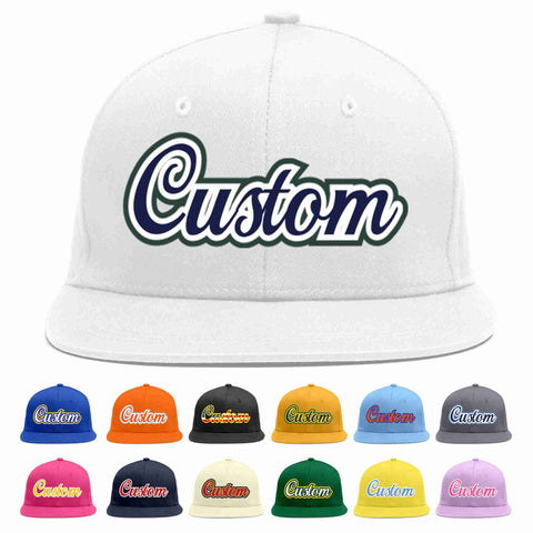 Custom White Navy-White Casual Sport Baseball Cap