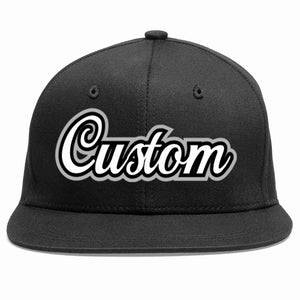 Casquette de baseball sport décontractée personnalisée noir blanc-noir