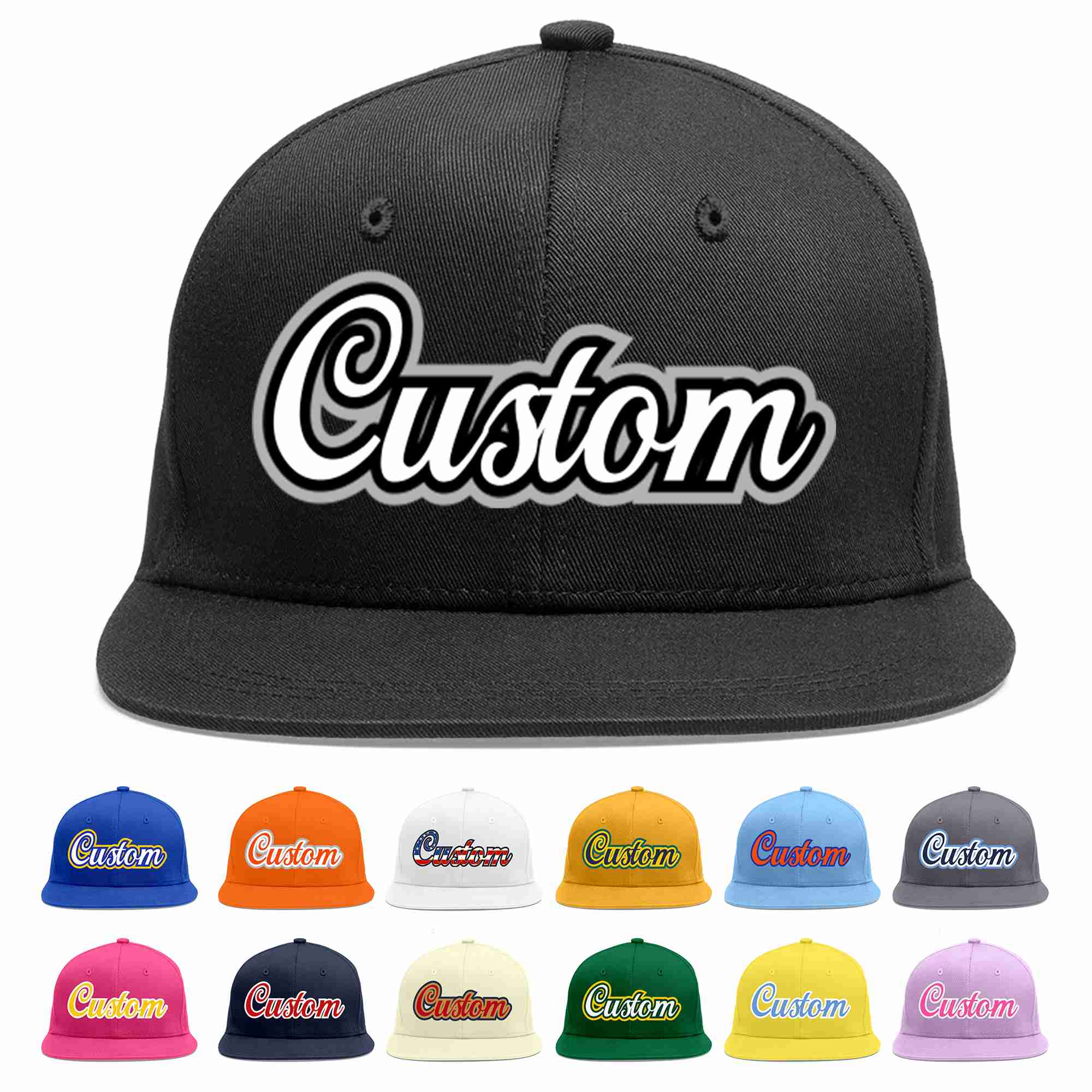 Custom Black White-Black Casual Sport Baseball Cap