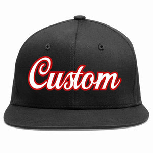 Custom Black White-Red Casual Sport Baseball Cap