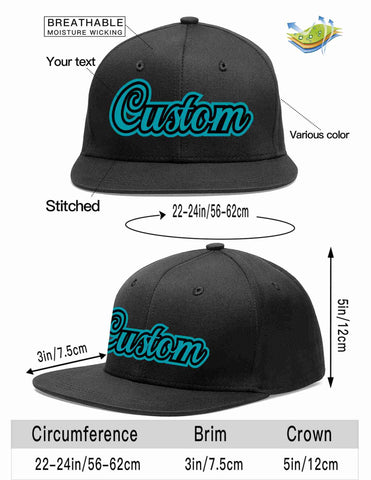 Custom Black Aqua-Black Casual Sport Baseball Cap
