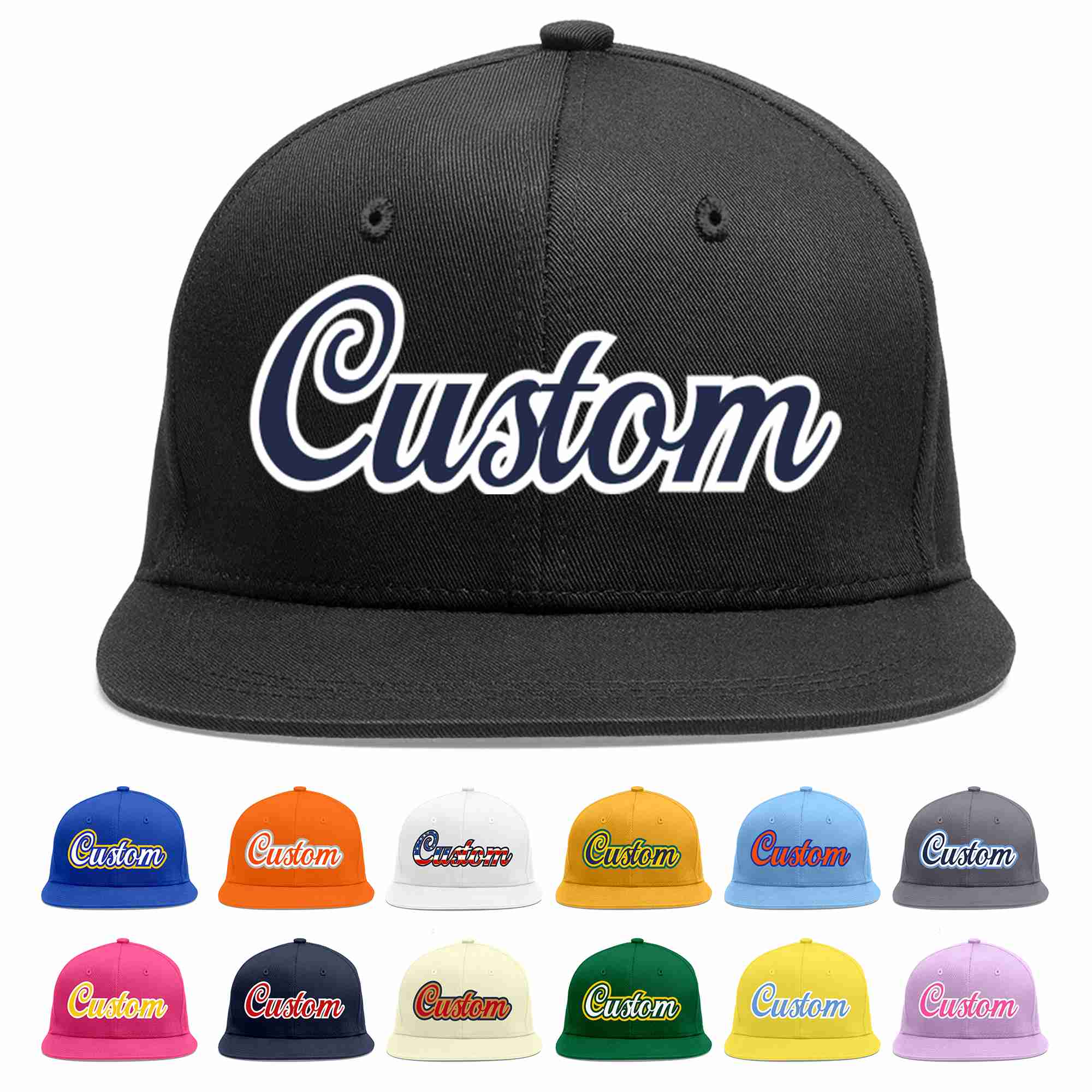 Casquette de baseball sport décontractée noire et blanche personnalisée