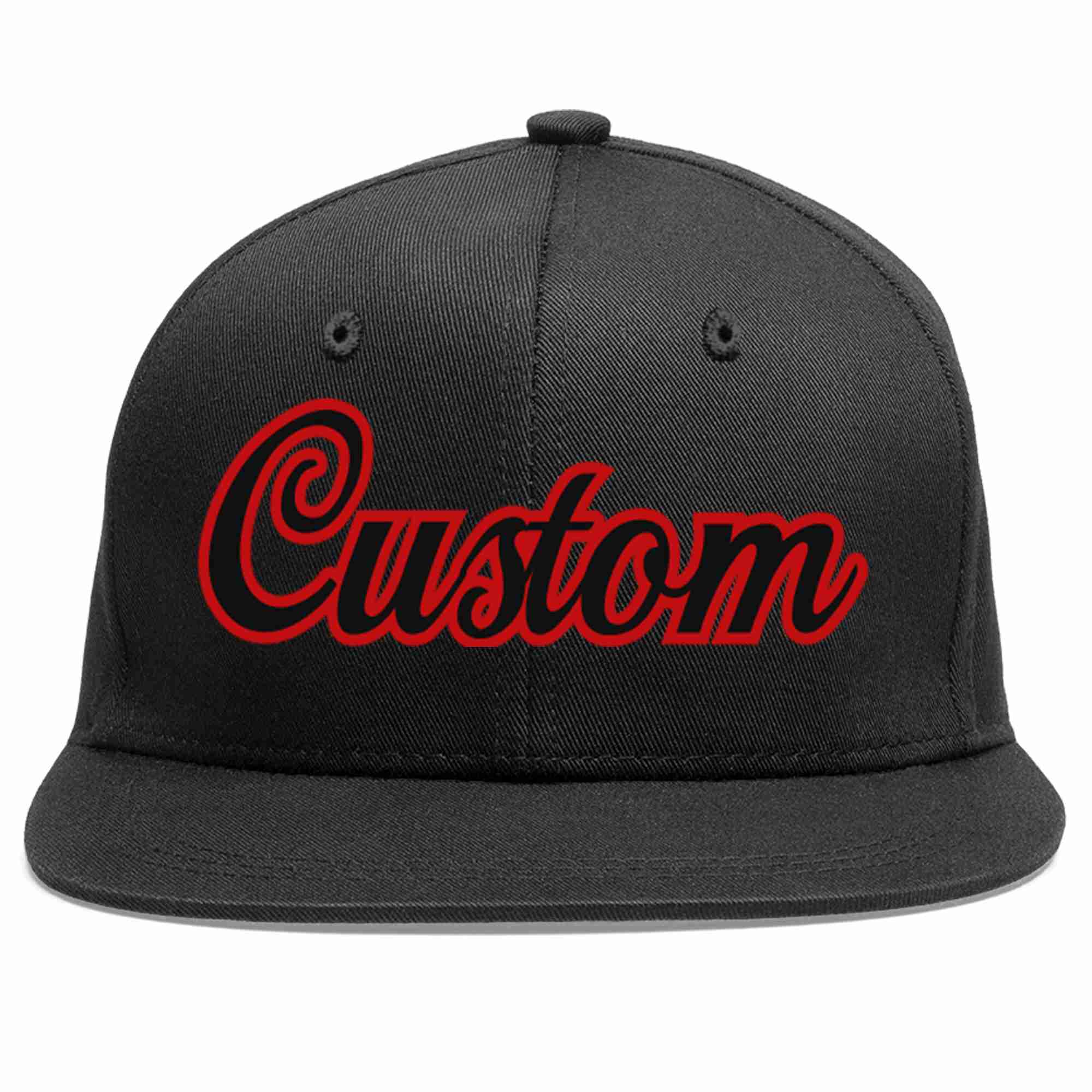 Casquette de baseball sport décontractée noire noire-rouge personnalisée