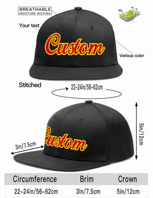 Custom Black Red-Yellow Casual Sport Baseball Cap