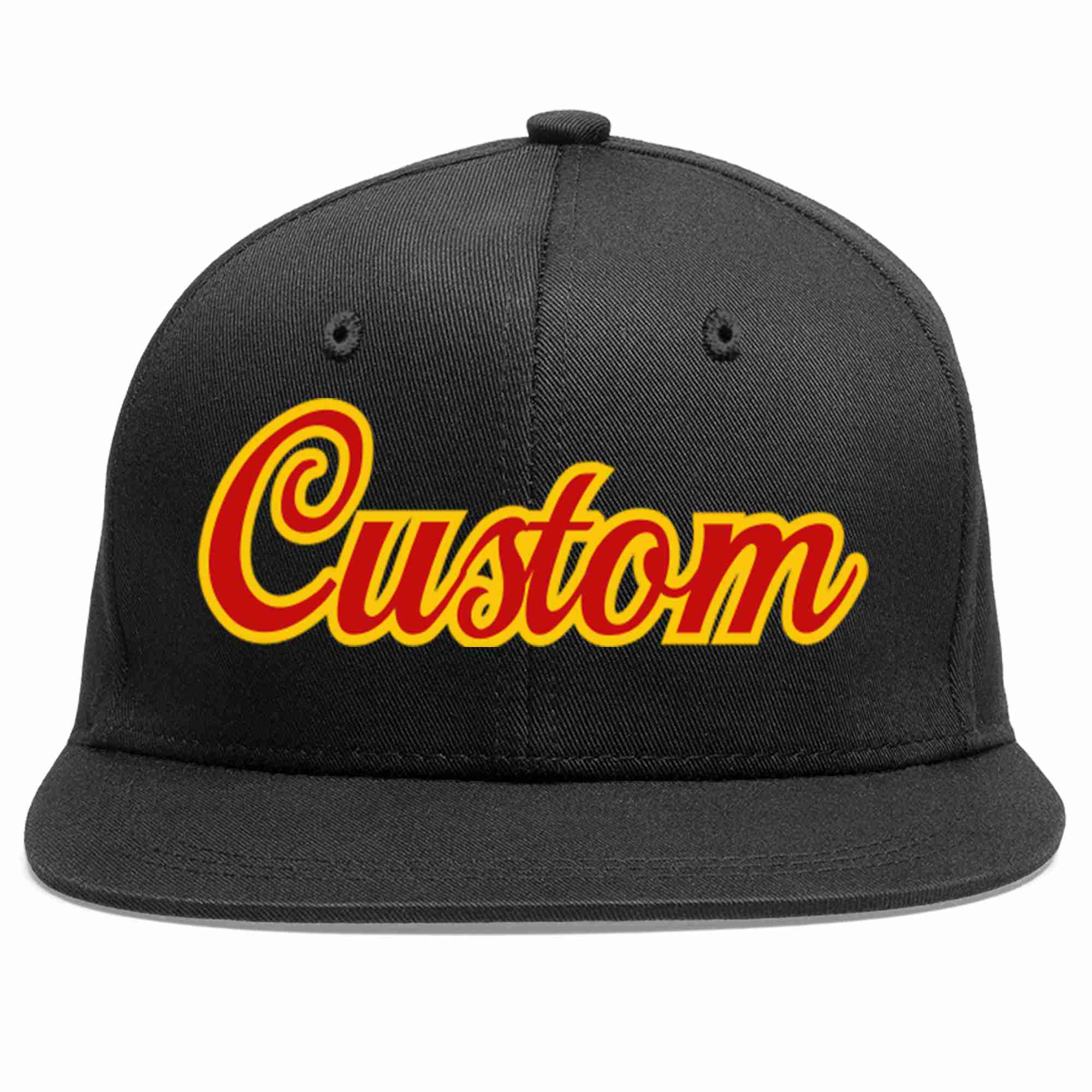 Casquette de baseball sport décontractée noire rouge-jaune personnalisée