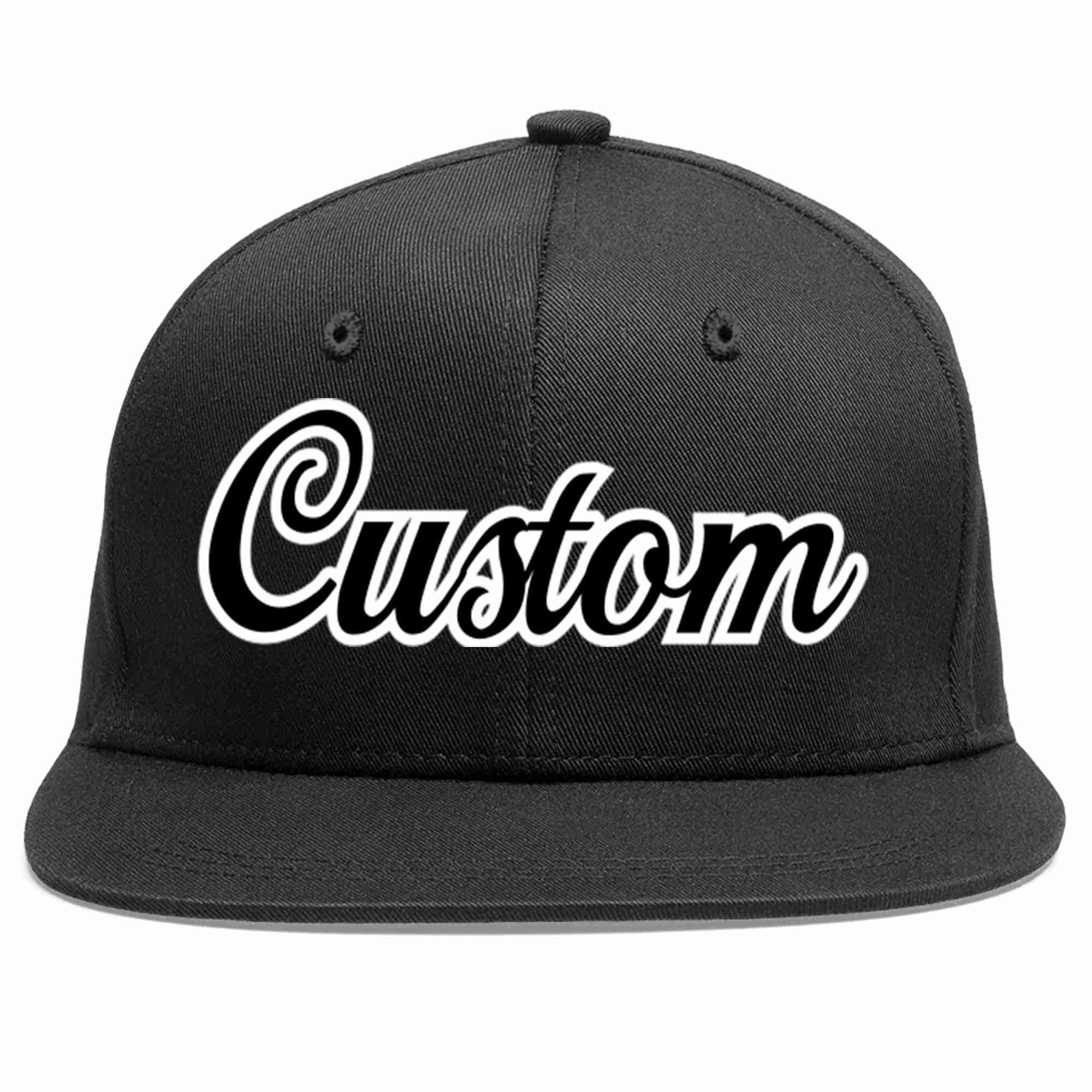 Custom Black Black-White Casual Sport Baseball Cap