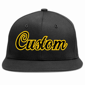 Custom Black Black-Gold Casual Sport Baseball Cap