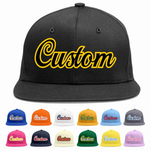 Custom Black Black-Gold Casual Sport Baseball Cap