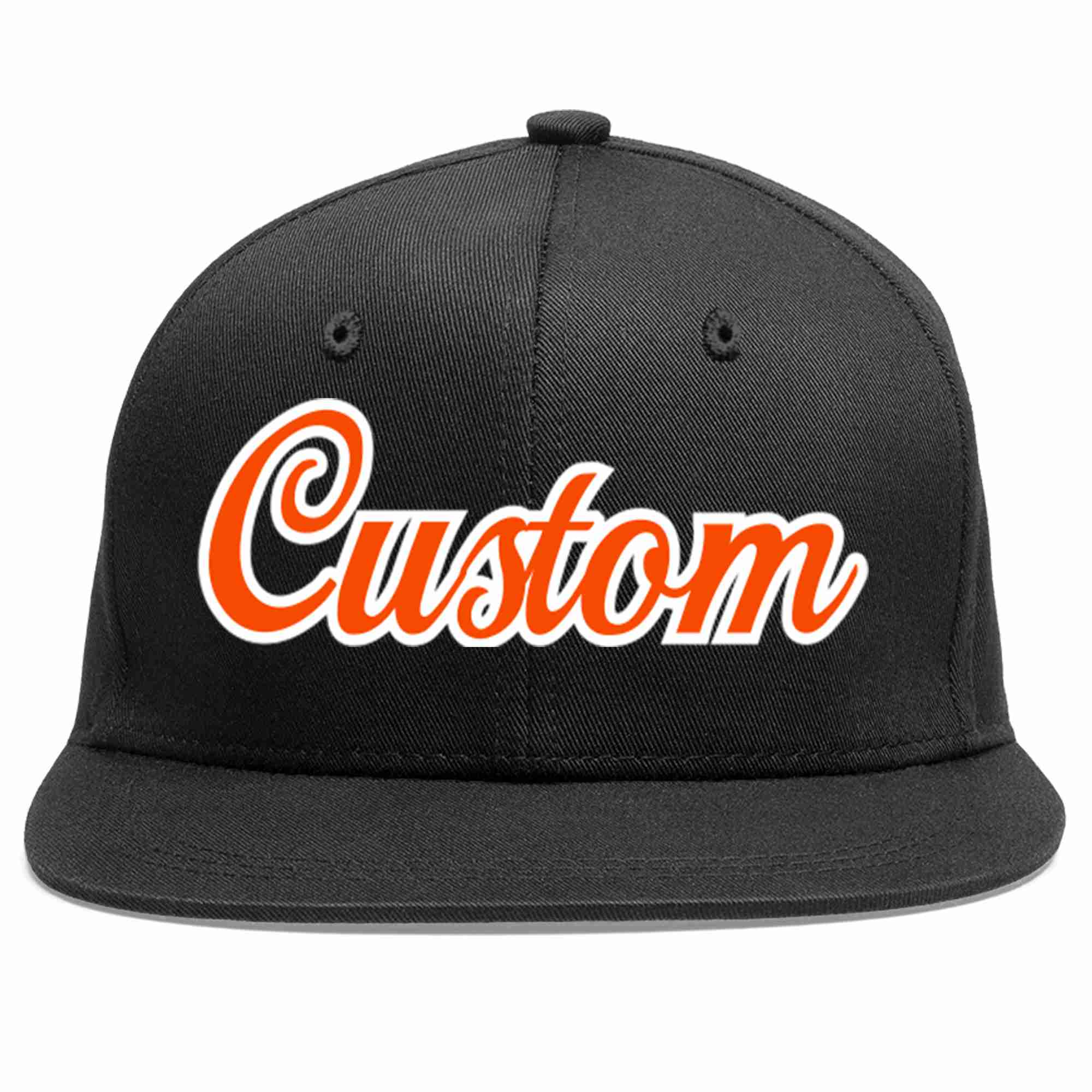 Custom Black Orange-White Casual Sport Baseball Cap