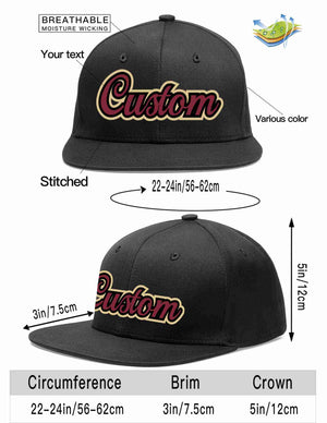 Custom Black Crimson-Black Casual Sport Baseball Cap