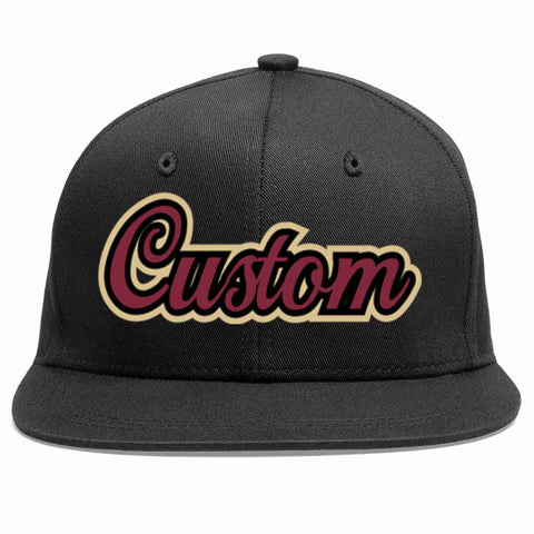 Custom Black Crimson-Black Casual Sport Baseball Cap