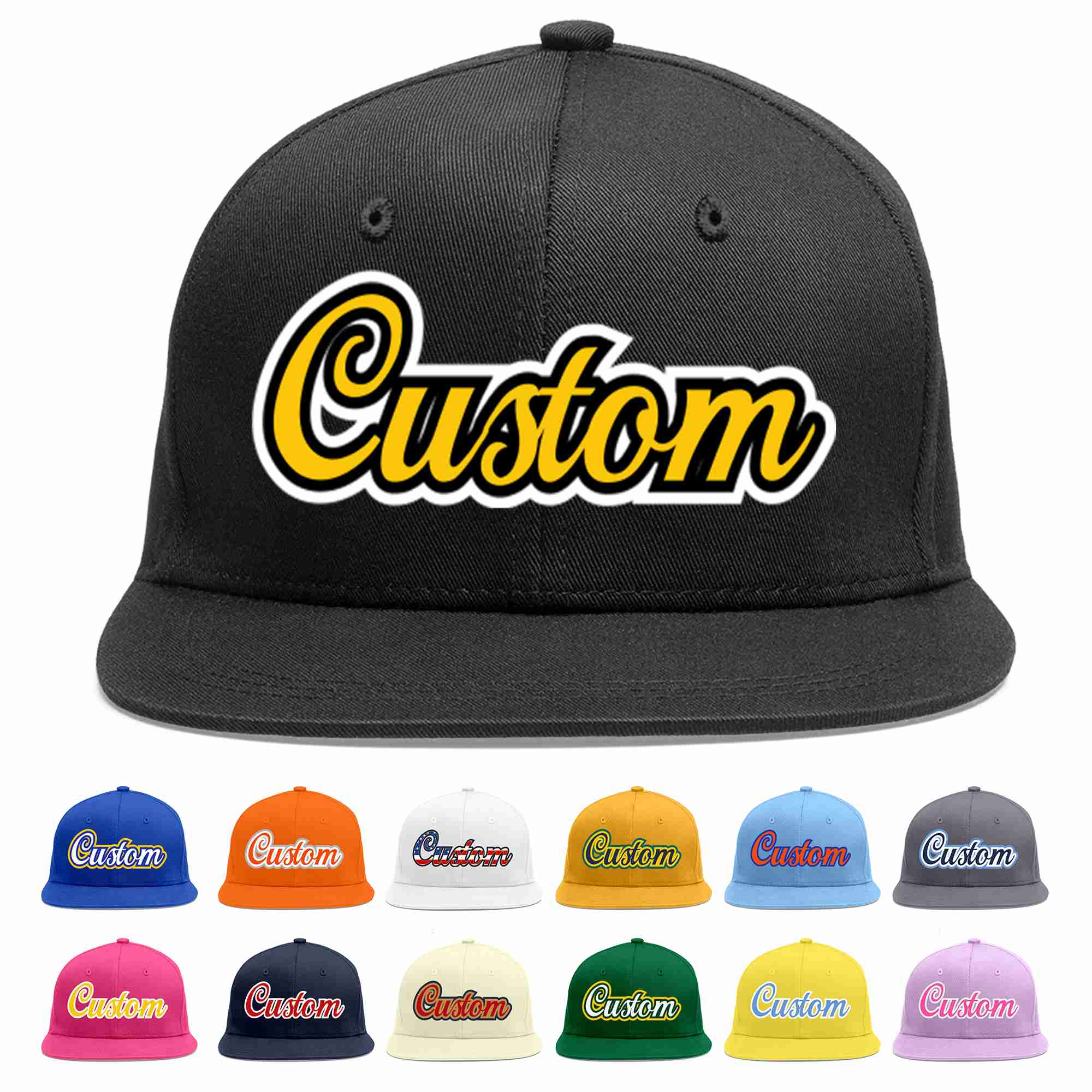 Custom Black Gold-Black Casual Sport Baseball Cap