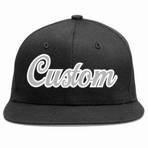 Custom Black Gray-White Casual Sport Baseball Cap