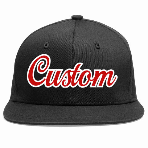 Custom Black Red-White Casual Sport Baseball Cap