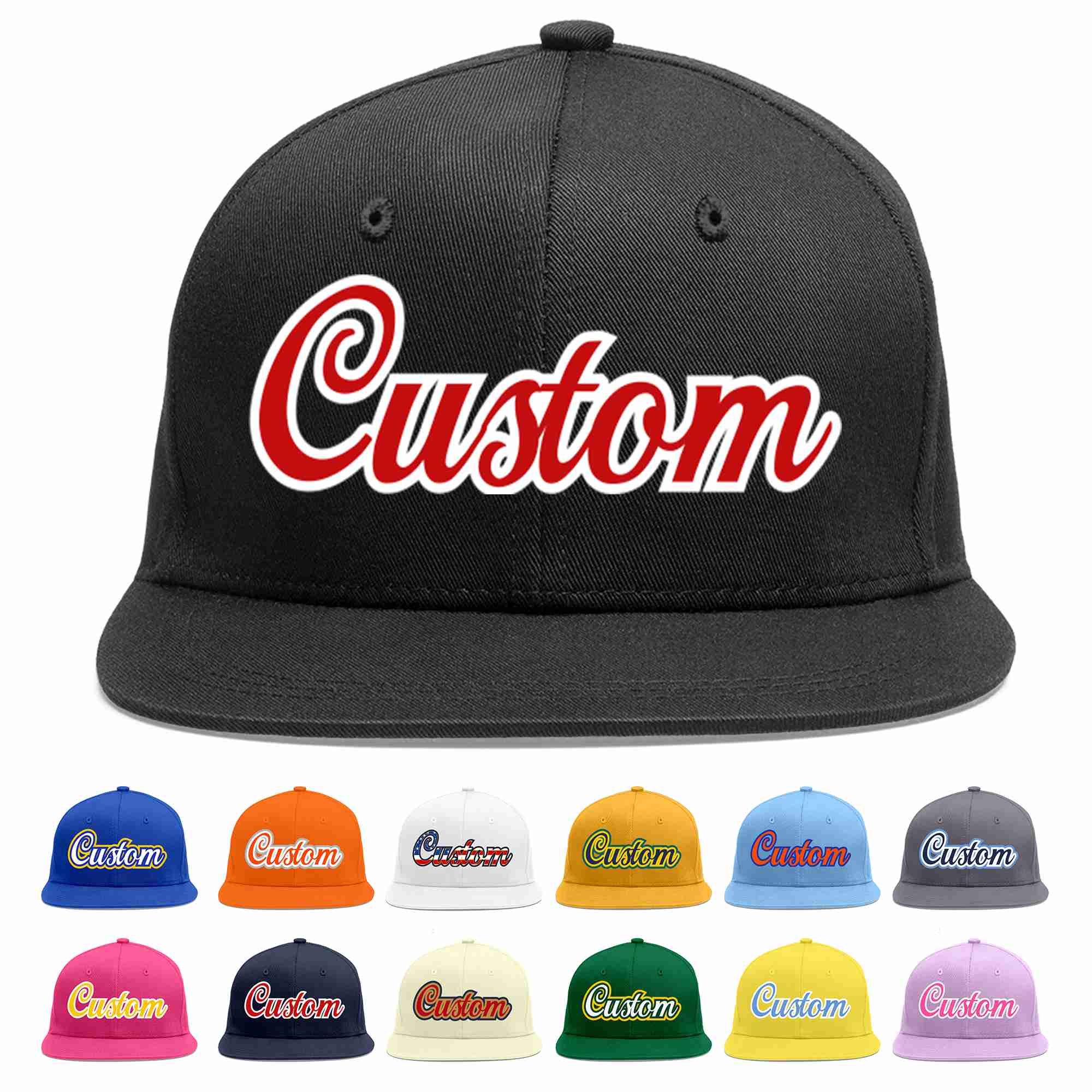 Custom Black Red-White Casual Sport Baseball Cap