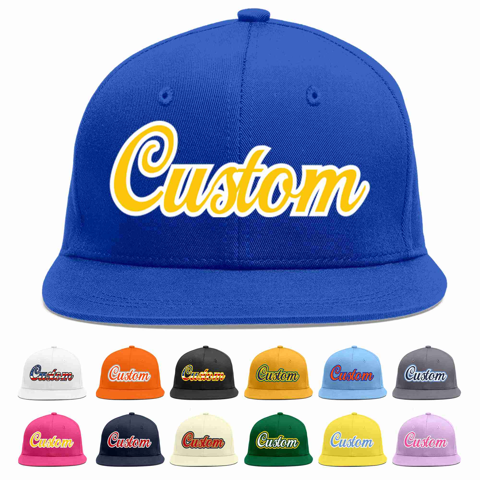 Casquette de baseball sport décontractée Royal Gold-White personnalisée