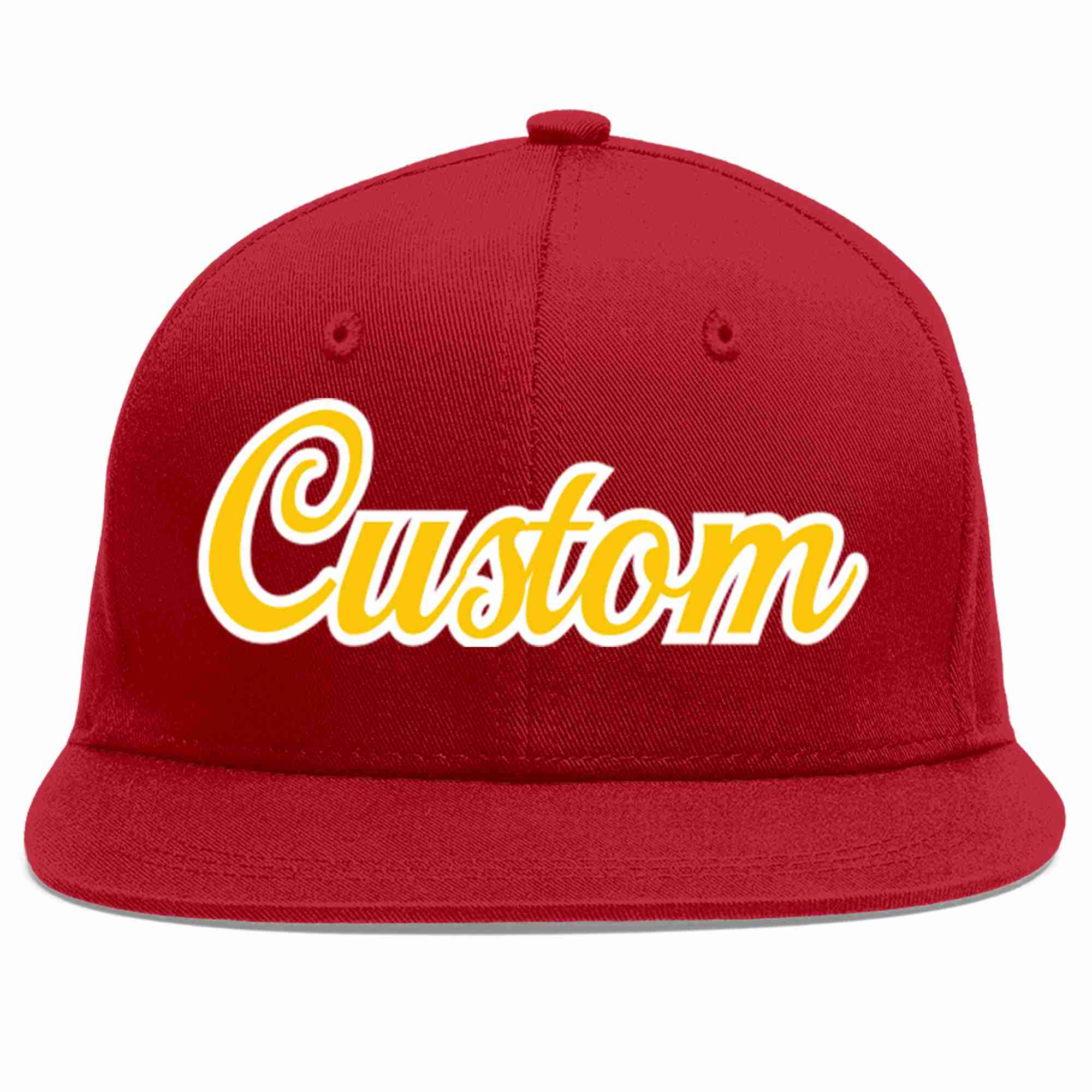 Casquette de baseball sport décontractée rouge or-blanc personnalisée