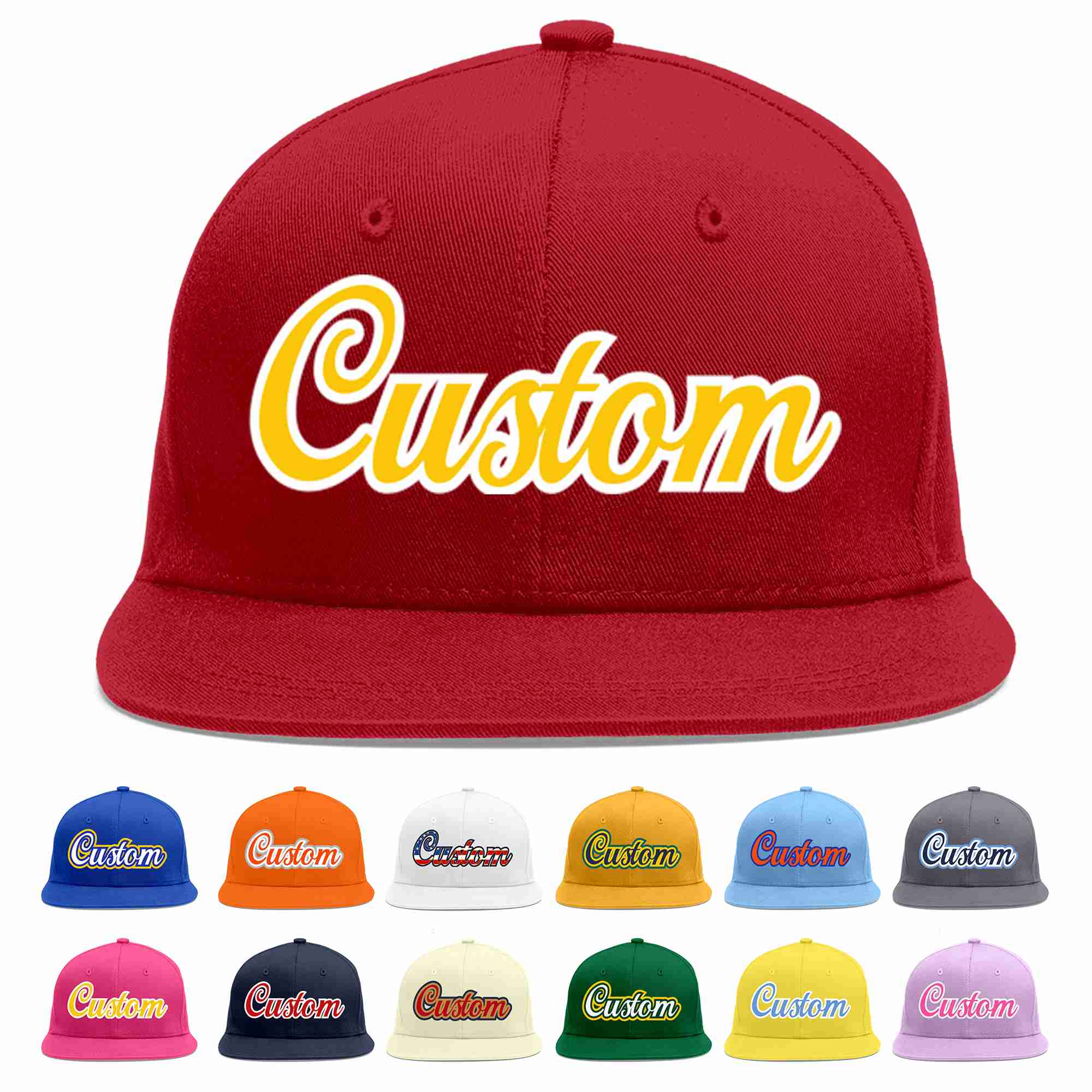 Casquette de baseball sport décontractée rouge or-blanc personnalisée