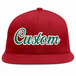 Custom Red Kelly Green-White Casual Sport Baseball Cap