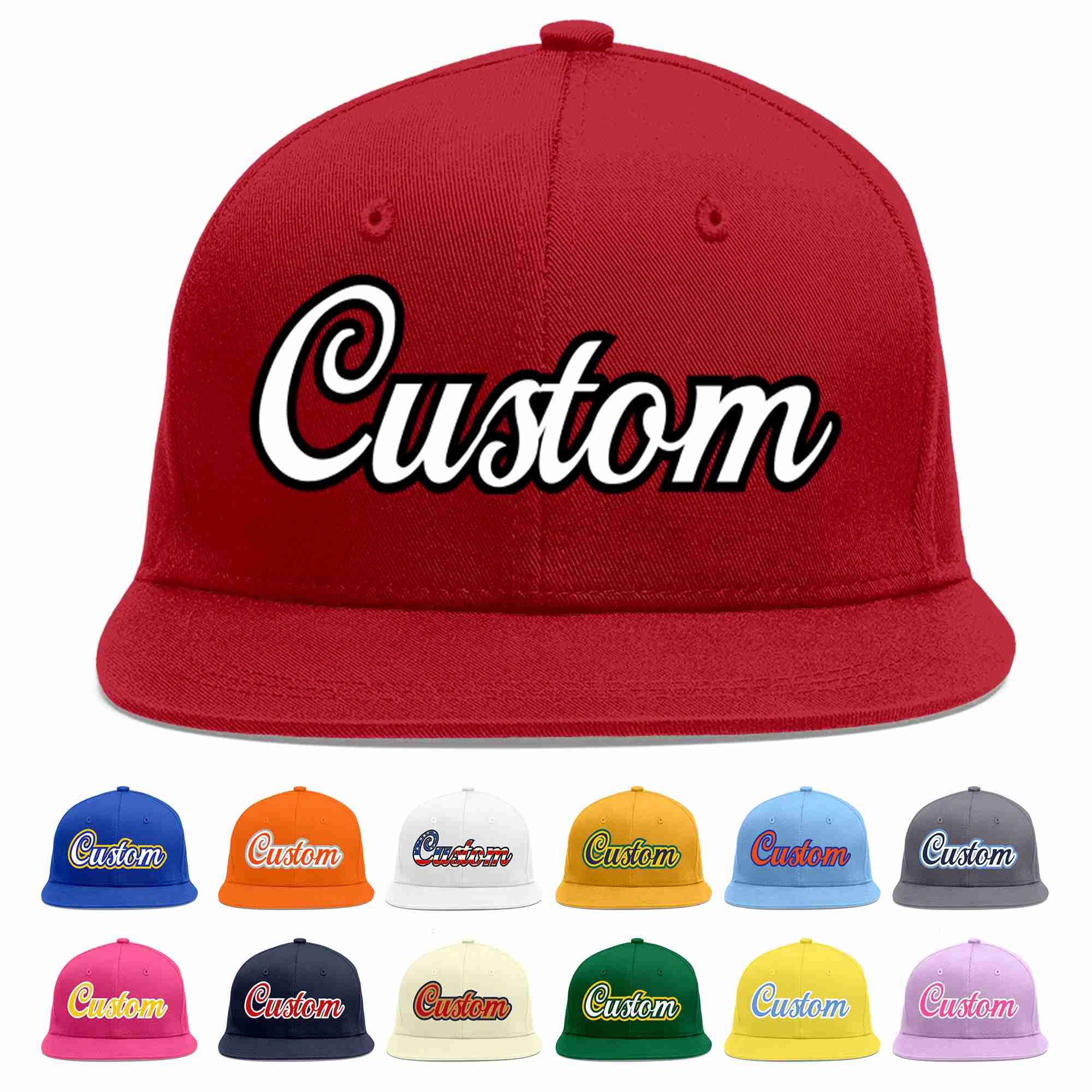 Casquette de baseball sport décontractée rouge blanc-noir personnalisée