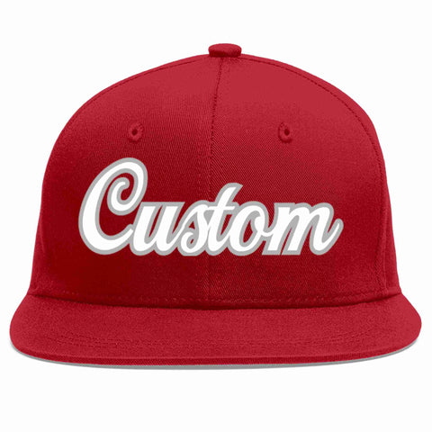 Custom Red White-Gray Casual Sport Baseball Cap