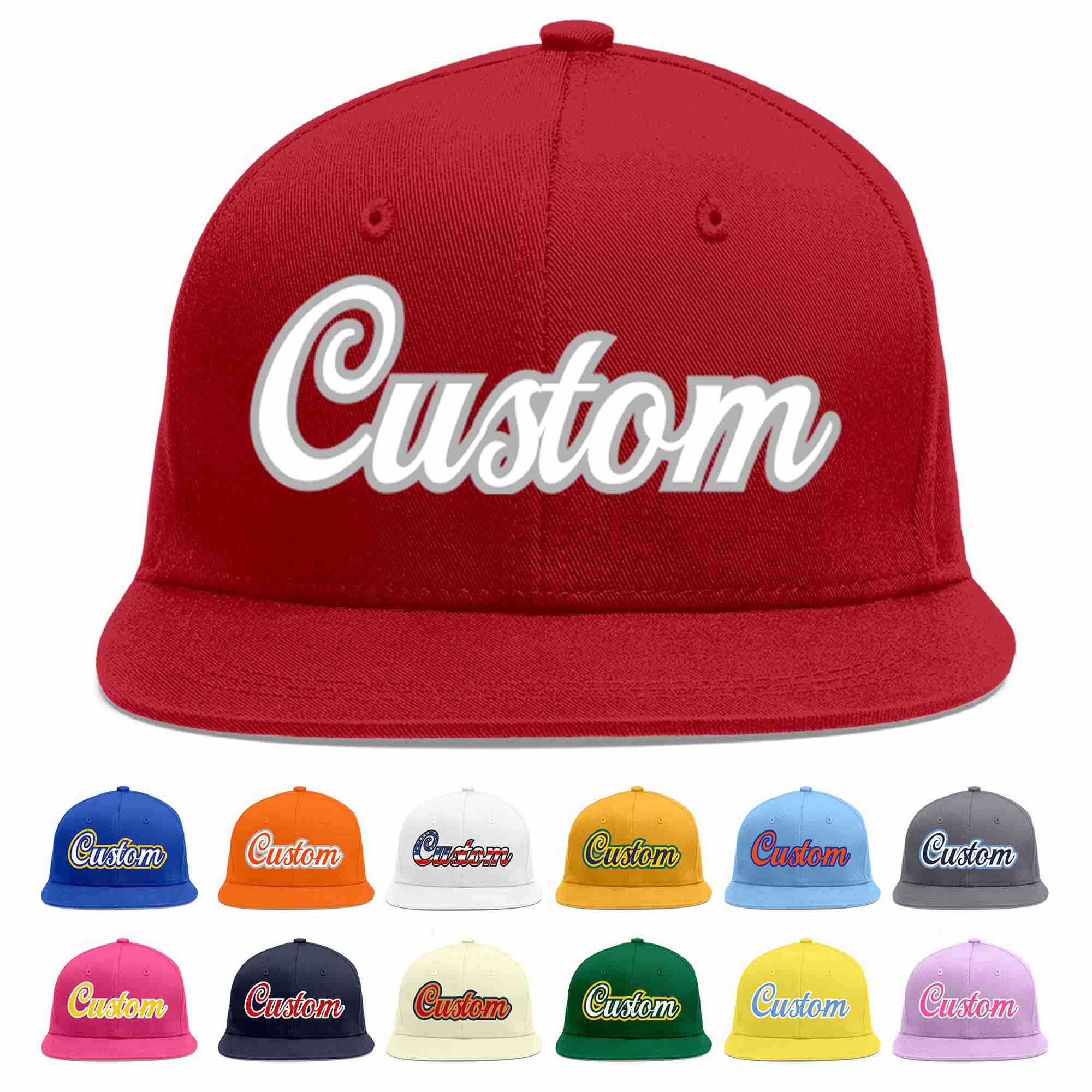 Casquette de baseball sport décontractée rouge blanc-gris personnalisée