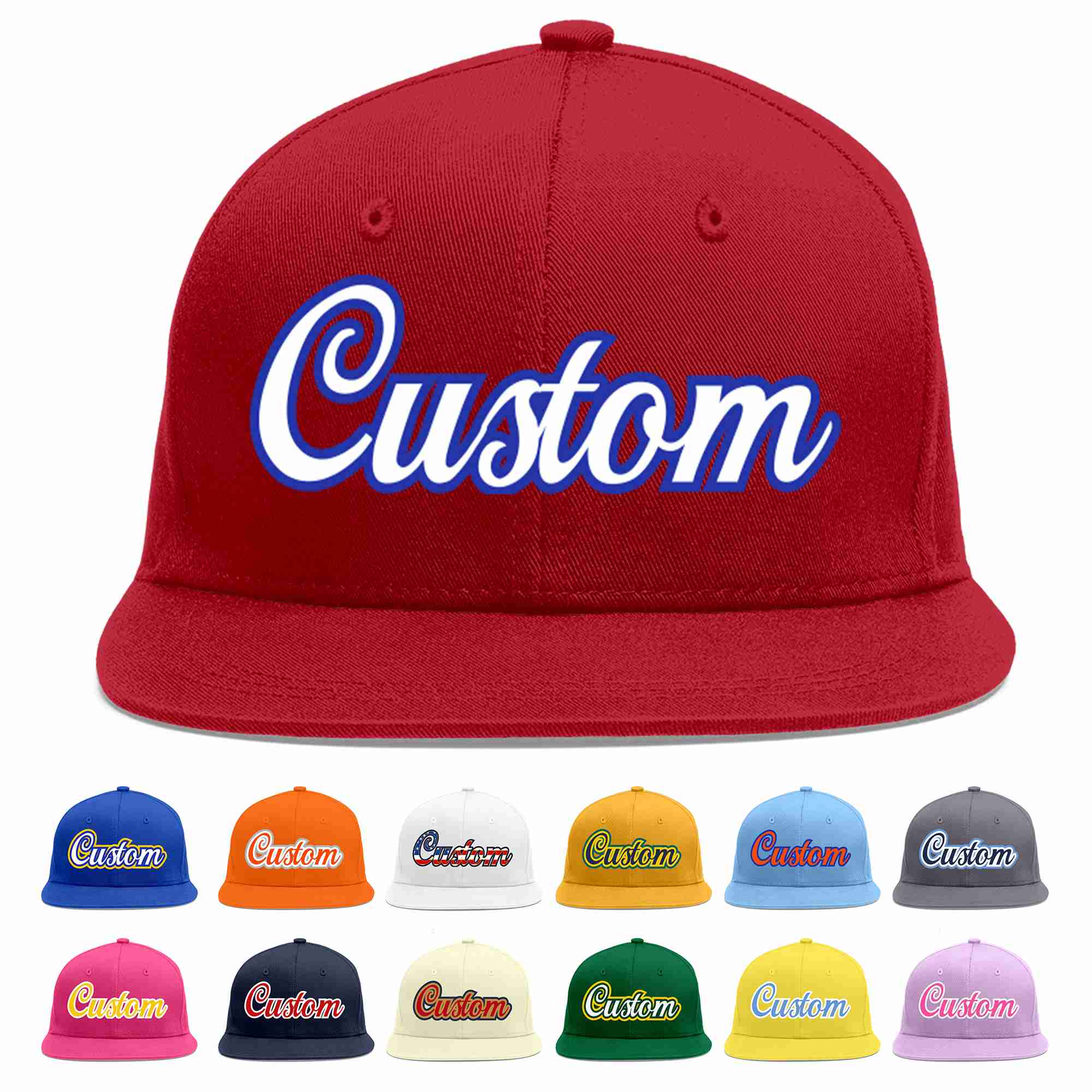 Casquette de baseball sport décontractée rouge blanc-royal personnalisée