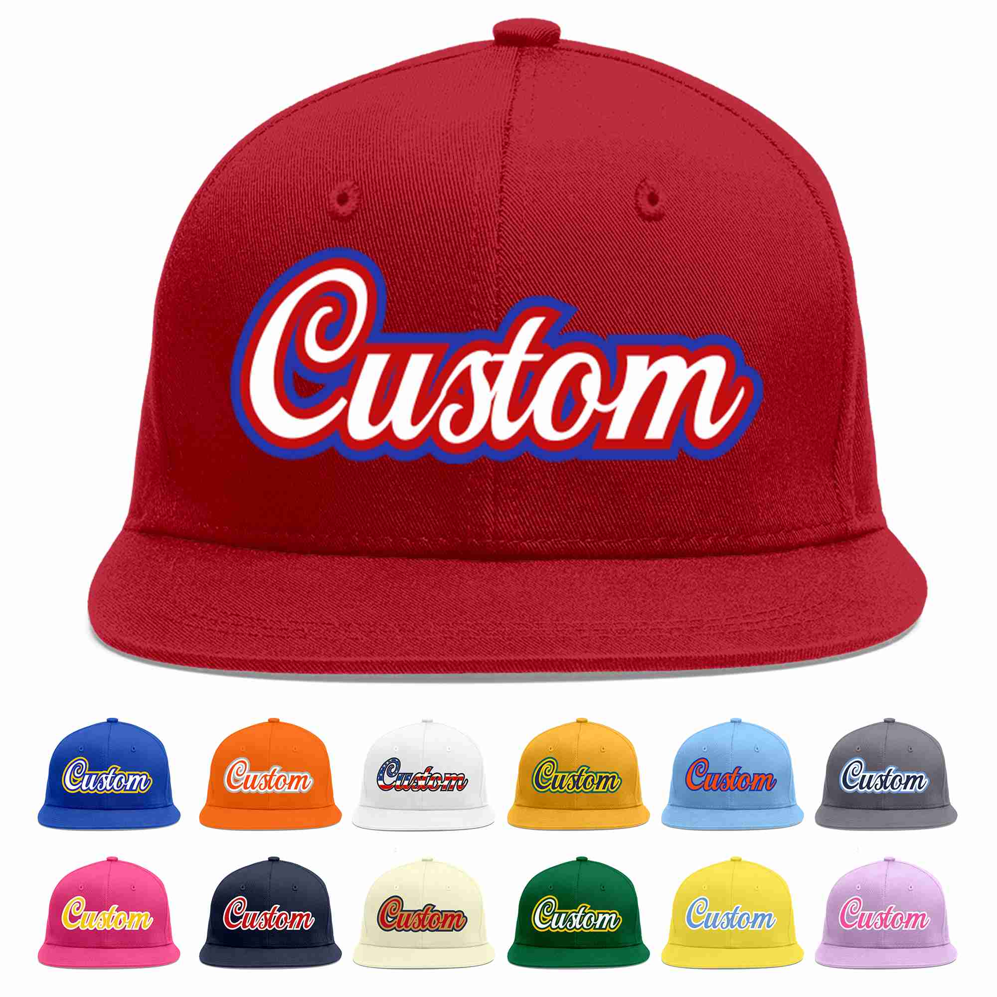 Custom Red White-Red Casual Sport Baseball Cap