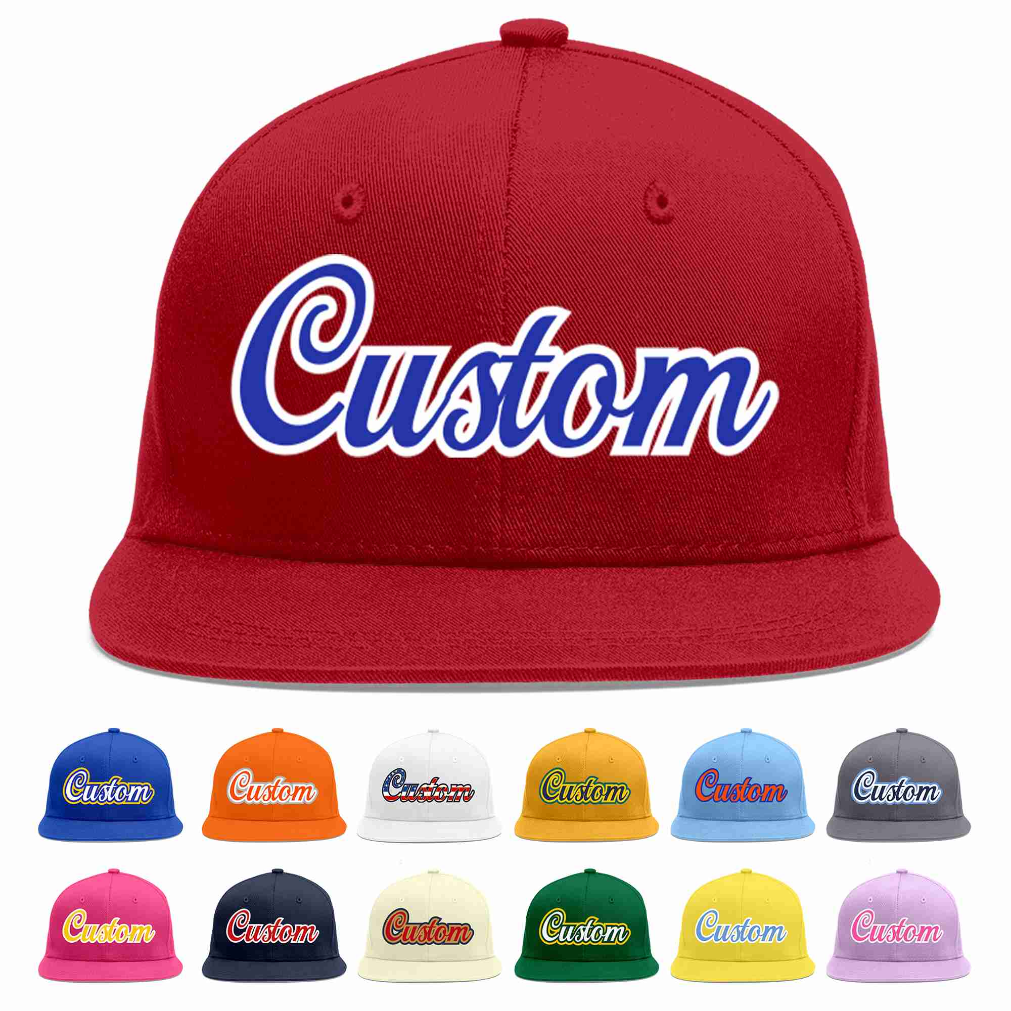 Casquette de baseball sport décontractée rouge royal-blanc personnalisée