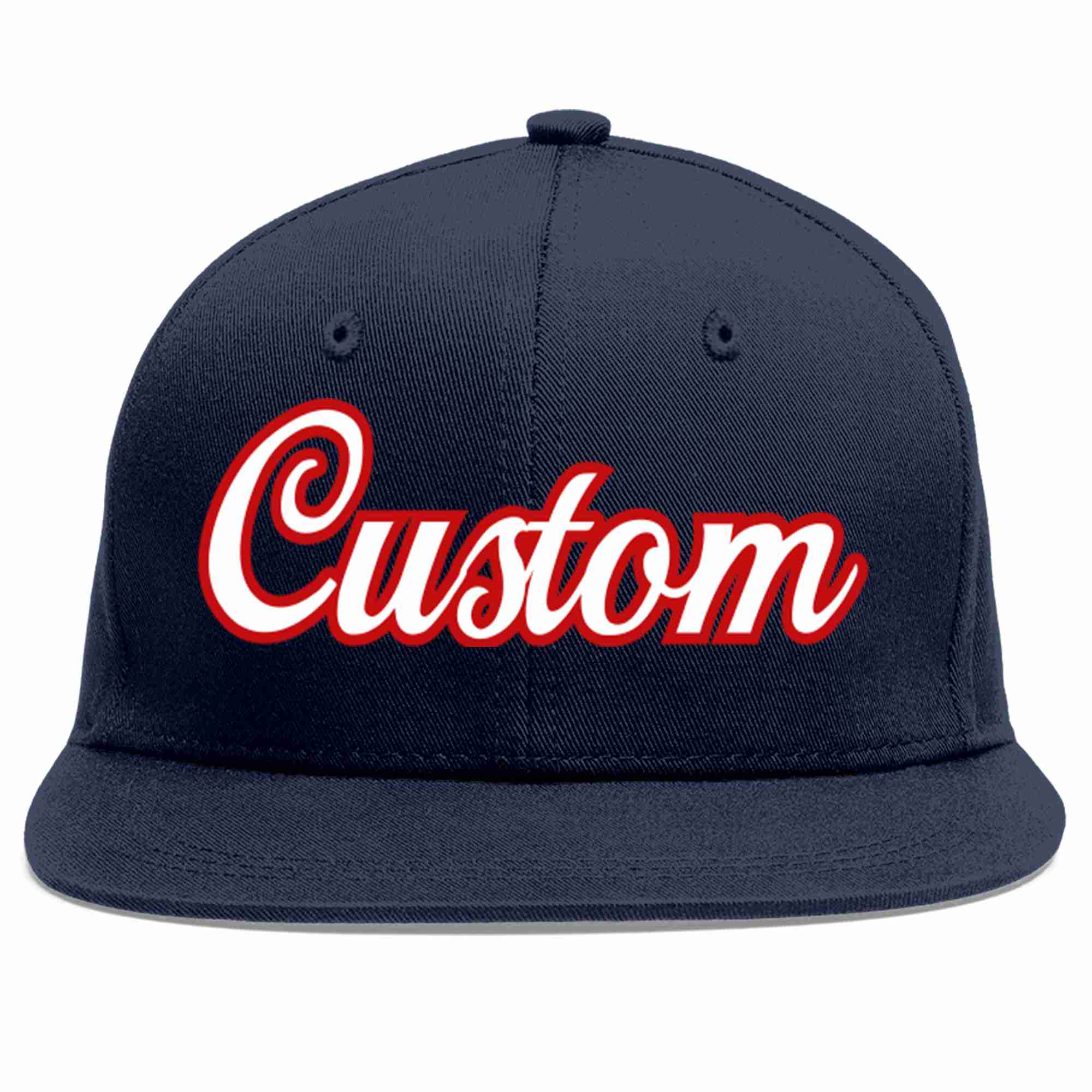 Casquette de baseball sport décontractée personnalisée bleu marine blanc-rouge