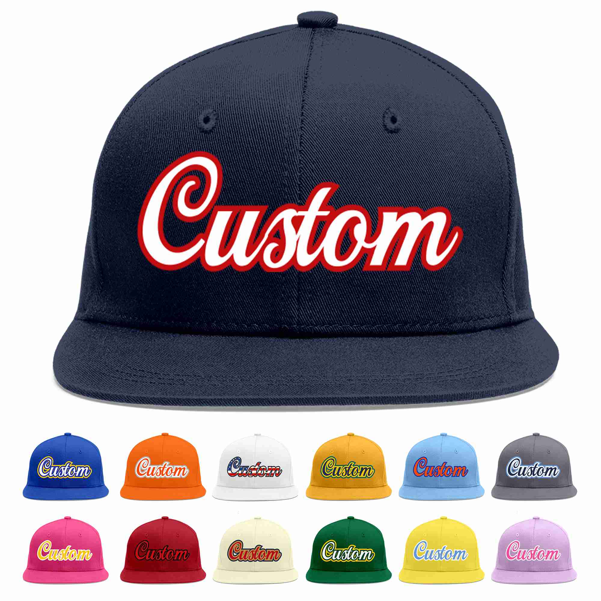 Casquette de baseball sport décontractée personnalisée bleu marine blanc-rouge