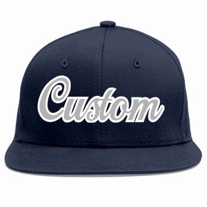 Custom Navy Gray-White Casual Sport Baseball Cap