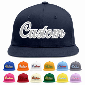 Custom Navy Gray-White Casual Sport Baseball Cap