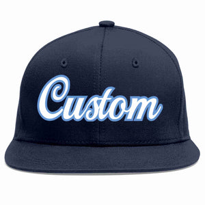 Custom Navy White-Light Blue Casual Sport Baseball Cap