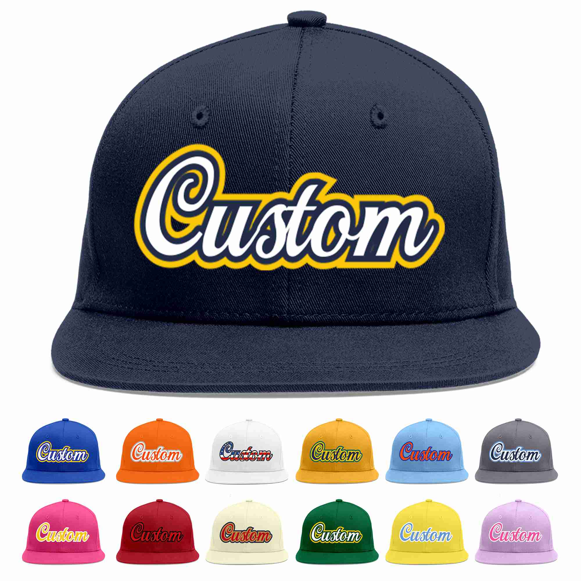 Custom Navy White-Navy Casual Sport Baseball Cap