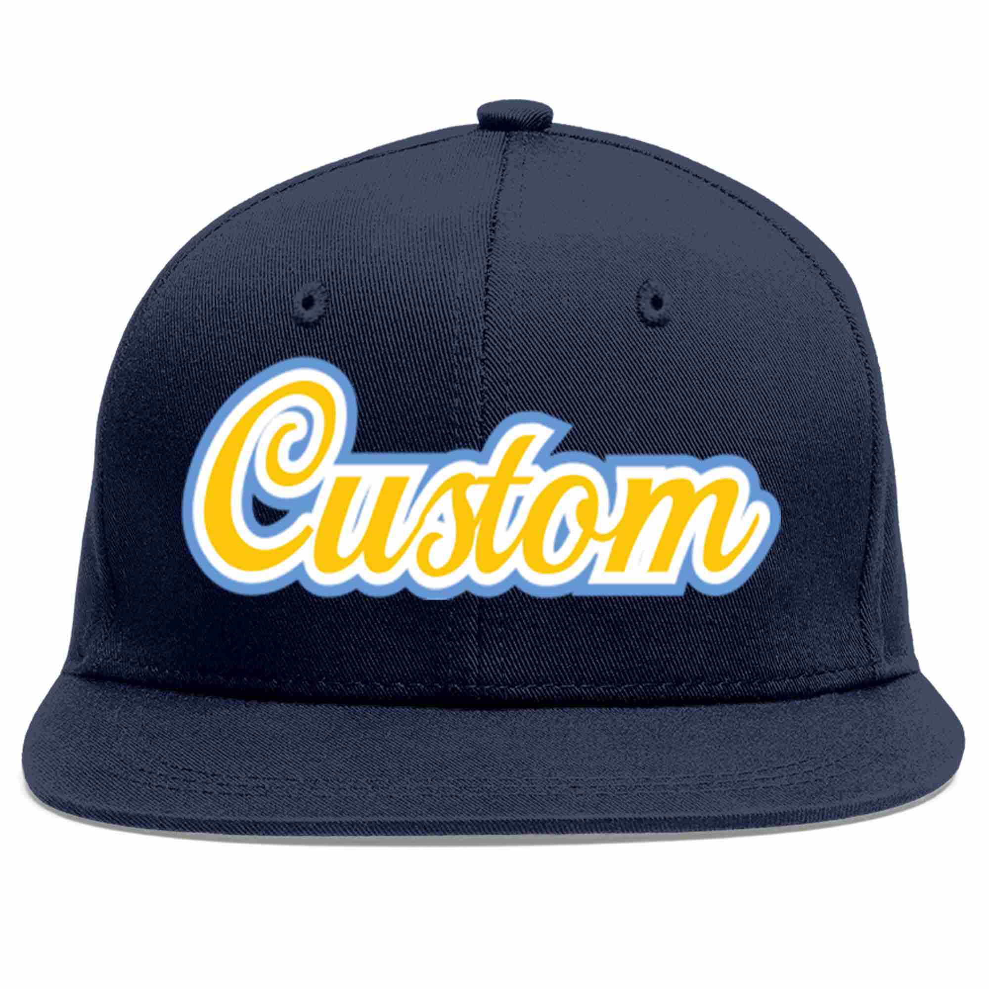 Custom Navy Gold-White Casual Sport Baseball Cap